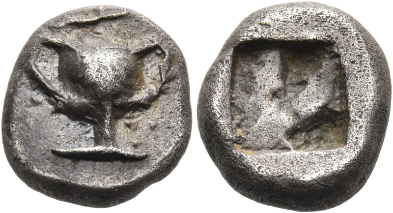 MACEDON. Aphytis. Circa 450 BC. Triobol (Silver, 10.5 mm, 1.93 g). Kantharos on ...