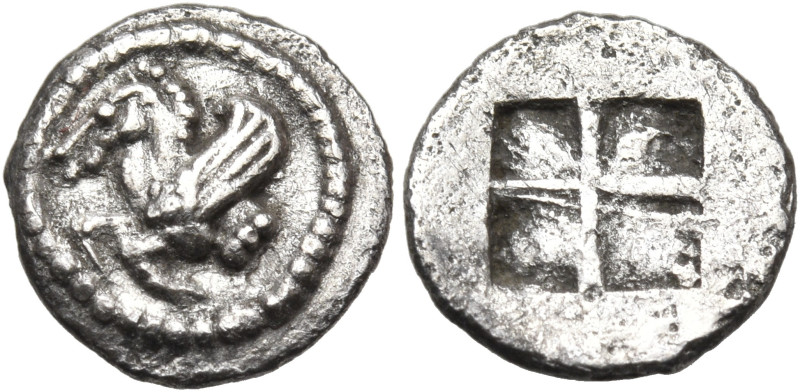 MACEDON. Argilos. Circa 470-460 BC. Hemiobol (Silver, 8.5 mm, 0.32 g). Forepart ...