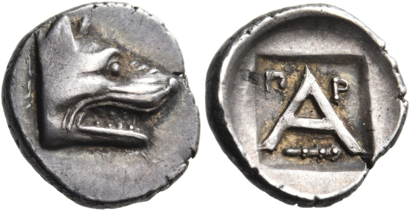 ARGOLIS. Argos. Circa 330-270 BC. Obol (Silver, 11 mm, 0.89 g, 6 h). Head of wol...