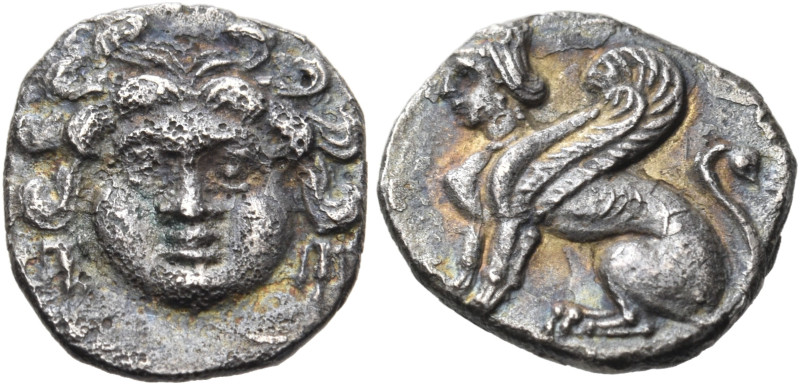 CILICIA. Uncertain mint. Circa 350 BC. Obol (Silver, 10 mm, 0.71 g, 9 h). Gorgon...