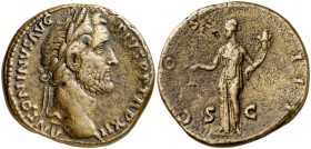 (148-149 d.C.). Antonino pío. Sestercio. (Spink 4162) (Co. 232) (RIC. 855). 22,31 g. MBC.