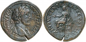 (153-154 d.C.). Antonino pío. Sestercio. (Spink 4183 var) (Co. 454) (RIC. 914). 25,96 g. Grieta. MBC.