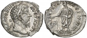 (171 d.C.). Marco Aurelio. Denario. (Spink 4956) (S. 1036) (RIC. 251). 3,31 g. MBC+.