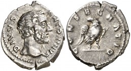 (161 d.C.). Antonino pío. Denario. (Spink 5190) (S. 154) (RIC. 429, Marco Aurelio). 3,13 g. MBC+/MBC.