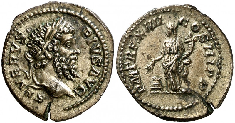 (206 d.C.). Septimio Severo. Denario. (Spink 6338) (S. 476) (RIC. 200). 3,24 g. ...