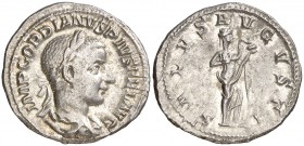 (241-242 d.C.). Gordiano III. Denario. (Spink 8681) (S. 325) (RIC. 129A). 2,80 g. MBC+.