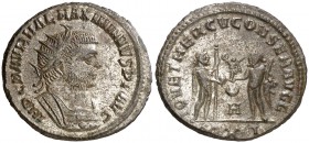 (290-294). Maximiano Hércules. Antoniniano. (Spink 13134) (Co. 311) (RIC. 622). 4 g. Conserva parte del plateado original. EBC-.