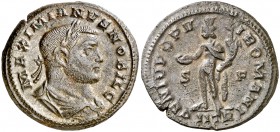 (302-303 d.C.). Galerio Maximiano. Treveri. Follis. (Spink 14348 var) (Co. 65) (RIC. 508b var). 11,82 g. MBC+.