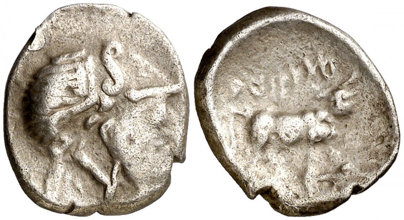 Arsgitar (Sagunt). Dracma. (FAB. 2038) (ACIP. 1934). 2,93 g. Muy escasa. MBC-.