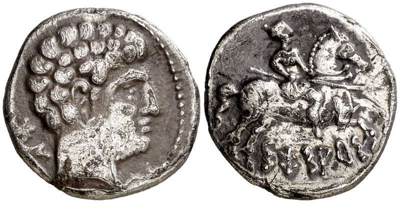 Sesars (en Aragón). Denario. (FAB. 2195) (ACIP. 1402). 3,64 g. Oxidaciones super...