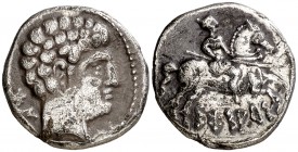 Sesars (en Aragón). Denario. (FAB. 2195) (ACIP. 1402). 3,64 g. Oxidaciones superficiales. Rara. (MBC).