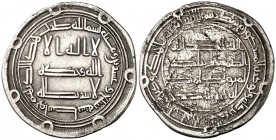 AH 127. Califato Omeya de Damasco. Ibrahim. Wasit. Dirhem. (S.Album 140) (Lavoix 533). 2,57 g. Oxidación limpiada en reverso. MBC+/MBC-.