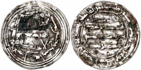 AH 164. Emirato independiente. Al Andalus. Dirhem. 2,30 g. Falso de época en cobre, forrado de plata. Raro. BC+.