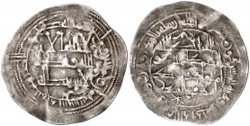 AH 258. Emirato independiente. Mohamad I. Al Andalus. Dirhem. (V 278) (Adornos que faltan en Frochoso). 2,43 g. Alabeada. MBC+.