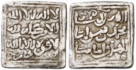 Almohades. A nombre del Mahdí. Bijayah (Bujía). Dirhem. (V. 2100) (Hazard 1085). 1,53 g. MBC+.