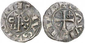 Gausfred III (1115-1164). Perpinyà. Diner. (Cru.V.S. 113) (Cru.C.G. 1899). 0,72 g. Rara. MBC-.