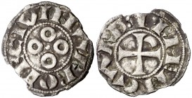 Ermengarda (1143-1192). Narbona. Diner. (Cru.V.S. 161) (Cru.Occitània 52) (Cru.C.G. 2028). 0,59 g. Cospel algo faltado. Escasa. MBC-.