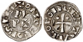 A nombre de Céntul (s. XI-1426). Bearn. Diner morlà. (Cru.V.S. 166) (Cru.Occitània 92) (Cru.C.G. 2030). 0,69 g. MBC+.