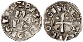 A nombre de Céntul (s. XI-1426). Bearn. Diner morlà. (Cru.V.S. 166) (Cru.Occitània 92) (Cru.C.G. 2030). 0,69 g. MBC+.