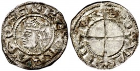 Pere I (1196-1213). Provença. Ral coronat. (Cru.V.S. 172 var) (Cru.Occitània 98 var) (Cru.C.G. 2114 var). 0,92 g. Corona doble. Pelo liso. Ligeras oxi...