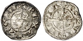 Pere I (1196-1213). Provença. Òbol del ral coronat. (Cru.V.S. 173) (Cru.Occitània 99) (Cru.C.G. 2115). 0,44 g. Corona simple. Ligeras oxidaciones. Esc...