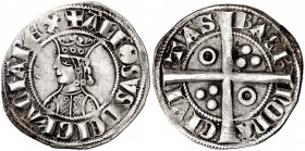Alfons II (1285-1291). Barcelona. Croat. (Cru.V.S. 331) (Cru.C.G. 2148). 3,05 g. Leves oxidaciones. MBC+.