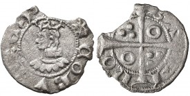 Jaume II (1291-1327). Barcelona. Òbol. (Cru.V.S. 349.1) (Cru.C.G. 2167a). 0,34 g. Busto pequeño. Letras A y V latinas. Cospel algo faltado. Escasa. (M...