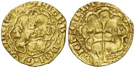 Pere III (1336-1387). Mallorca. Quart de ral d'or. (Cru.V.S. 446) (Cru.C.G. 2259). 0,97 g. Ex Colección Crusafont 27/10/2011, nº 297. Escasa. MBC-.
