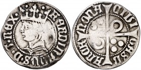 Ferran II (1479-1516). Barcelona. Croat. (Cru.V.S. 1139) (Badia 696 sim) (Cru.C.G. 3068a). 3,08 g. Limpiada. MBC-.