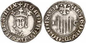 Ferran II (1479-1516). Aragón. Medio real. (Cru.V.S. 1305) (Cru.C.G. 3205). 1,81 g. Muy bella. Muy rara así. EBC-/EBC.