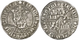 Enrique IV (1454-1474). Toledo. Real de busto. (AB. 693). 3,13 g. Leve grieta. Escasa. MBC-.