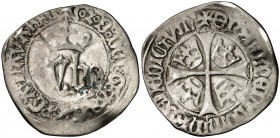 Juan y Blanca (1425-1441). Navarra. Blanca. (Cru.V.S. 254.1) (Cru.C.G. 2950a). 2,95 g. Escasa. BC+.