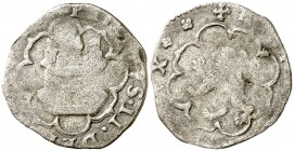 s/d. Felipe II. Sin marca de ceca. 1 cuarto. (Cal. falta) (J.S. falta). 1,22 g. Muy rara. BC.