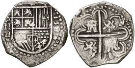 1590. Felipe II. Sevilla. H. 2 reales. (Cal. 542). 6,65 g. Ex Colección Javier Verdejo 19/10/2017, nº 93. Escasa. MBC-.