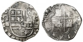1595. Felipe II. Segovia. 4 reales. (Cal. 363). 13,29 g. Rara. MBC-