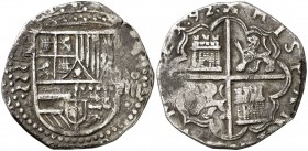 1592. Felipe II. Valladolid. (). 4 reales. (Cal. 449). 13,50 g. Fecha de dos dígitos en anverso y reverso. Ex Colección de 4 reales, Áureo 28/05/2003,...