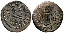 s/d. Felipe III. Granollers. 1 diner. (Cal. 694) (Cru.C.G. 3742 falta var). 0,80 g. Buen ejemplar. MBC+.
