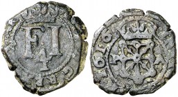1616. Felipe III. Pamplona. 4 cornados. (Cal. 731). 4,28 g. Gráfila de puntos pequeños. MBC/MBC+.