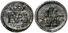 1606. Felipe III. Segovia. 1 maravedí. (Cal. 861). 0,64 g. Escasa. MBC.