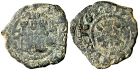 1062 (sic). Felipe III. Segovia. 2 maravedís. (Cal. falta) (J.S. D-190a). 1,34 g. Rara. BC+.