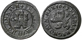 * 1602. Felipe III. Segovia. C. 2 maravedís. (Cal. 802, como 4 maravedís). 3,21 g. Sin indicación de ceca ni valor. MBC/MBC+.