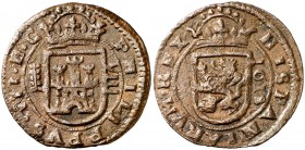 1618. Felipe III. Segovia. 8 maravedís. 4,08 g. Falsa de época de muy buen arte. El último dígito de la fecha empastado. (MBC+).