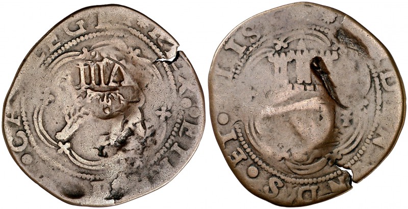 Felipe III. ¿Granada?. (Cal. nota pág. 289) (J.S. ¿E-23?). 5,55 g. Resello de va...