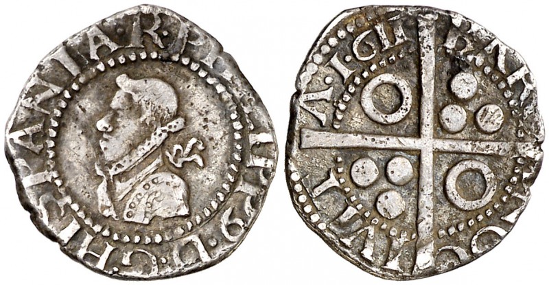 1611. Felipe III. Barcelona. 1/2 croat. (Cal. 530) (Cru.C.G. 4341c). 1,42 g. Ex ...