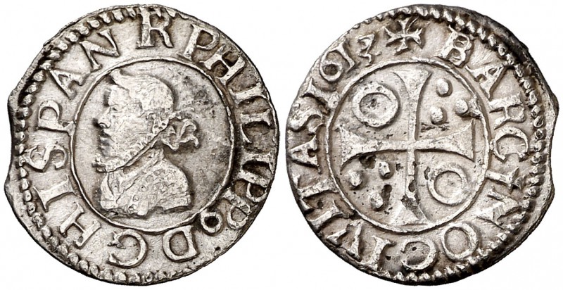 1613/2. Felipe III. Barcelona. 1/2 croat. (Cal. 536) (Badia 1028) (Cru.C.G. 4342...
