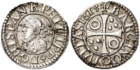 1613. Felipe III. Barcelona. 1/2 croat. (Cal. 537) (Cru.C.G. 4342g). 1,56 g. MBC+.