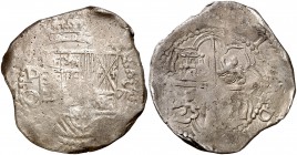(1614-1615). Felipe III. Potosí. Q/C. 8 reales. (Cal. falta). 27,14 g. Rara. MBC-.