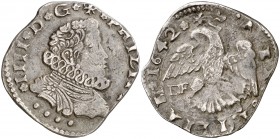 1642. Felipe IV. Messina. DF-F. 4 tari. (Vti. 181) (MIR. 355/12). 9,92 g. MBC-.