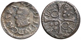 1640. Guerra dels Segadors. Barcelona. 1 diner. (Cru.C.G. 4656b) (Cru.Segadors 242 var). 0,68 g. Felipe IV. Rara. MBC-/MBC.