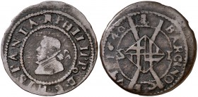 1640. Guerra dels Segadors. Barcelona. 1 sisè. (Cru.C.G. 4542) (Cru.Segadors 238). 4,25 g. Felipe IV. Armas de Barcelona entre S-I. Escasa. MBC-.